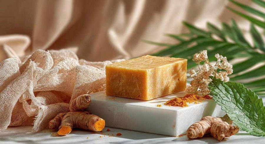 Calendula Soapbar, a golden amber solid bar with a smooth rectangular shape and subtly textured surface
